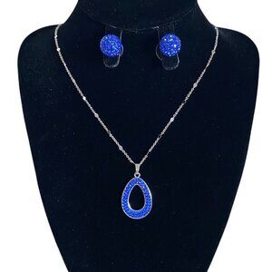 FAC Royal Blue Crystal Necklace & Earrings​​